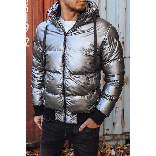 DStreet Men's winter hooded jacket, silver TX3948 Slike