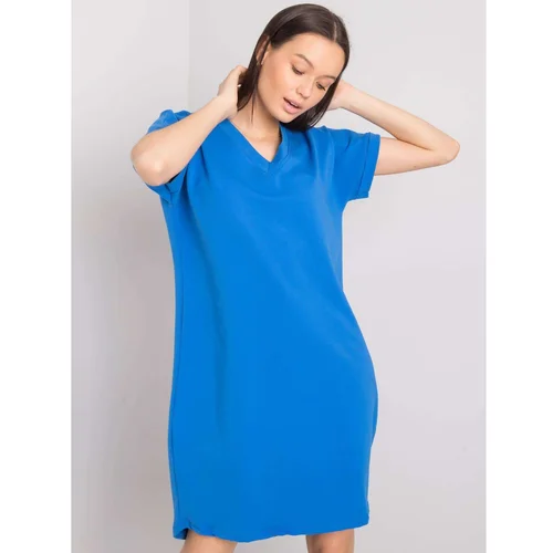 Fashion Hunters RUE PARIS Women's dark blue cotton dress