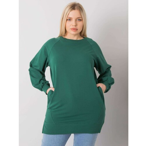 Fashion Hunters Dark green cotton sweatshirt for women plus size Slike