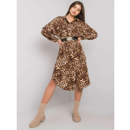 Fashion Hunters Beige leopard print dress Tida OCH BELLA