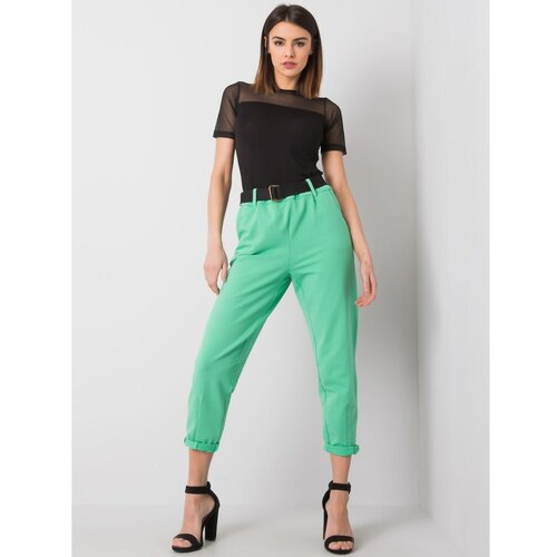 Fashion Hunters Green women's pants with a belt Slike