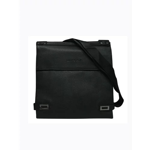 Fashionhunters Black men's eco-leather messenger bag