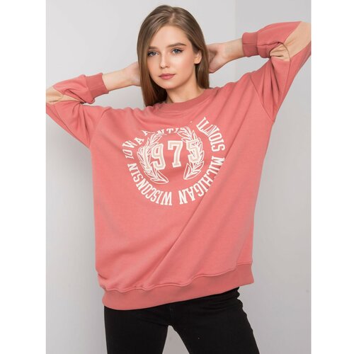 Fashion Hunters Dusty pink oversized cotton sweatshirt with a print Slike