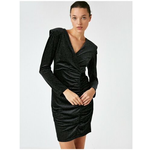 Koton Haljina Večernja haljina Velvet kratka metalik crna | siva Slike