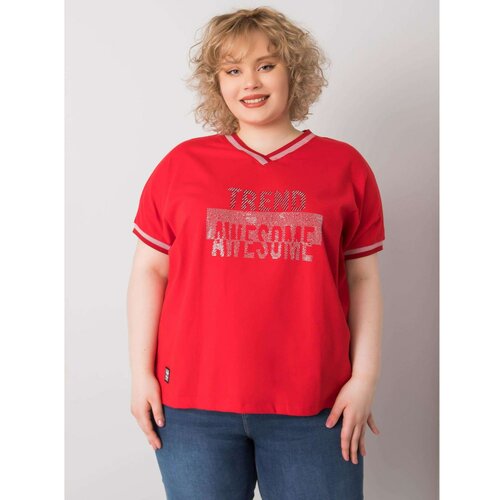 Fashion Hunters Women's red plus size blouse with an applique Slike
