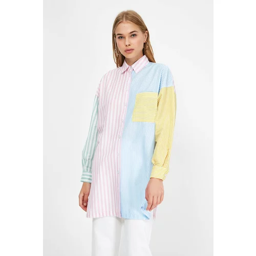 Trendyol Multi Color Striped Pocket Detailed Woven Shirt