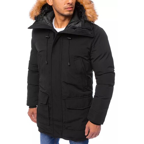 DStreet Black men's winter hooded jacket TX3939 Slike