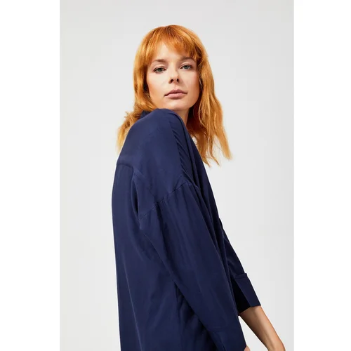 Moodo Shirt with decorative buttons - navy blue