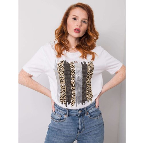 Fashion Hunters White cotton t-shirt with a print Slike