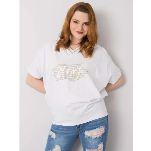 Fashion Hunters Plus size white blouse with cut-out sleeves