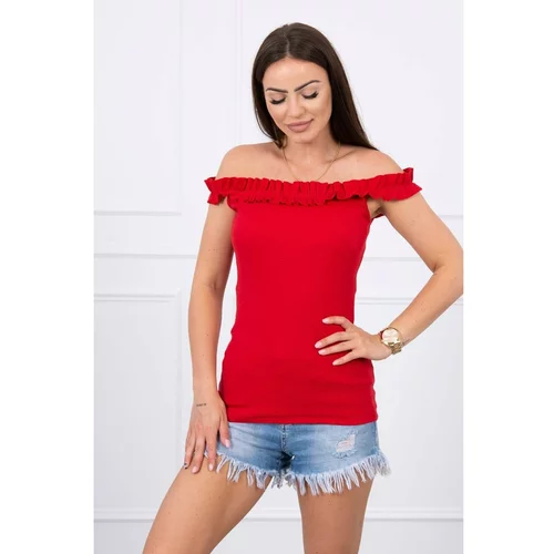 Kesi Off-the-shoulder blouse with frills red