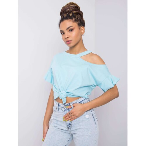 Fashion Hunters Light blue cotton blouse Slike
