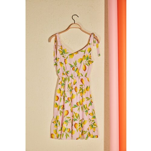 Trendyol Ženska haljina Krem s uzorkom limuna senf Slike