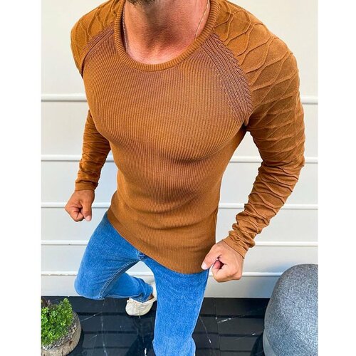DStreet Men's camel pullover sweater WX1651 plava | braon | narandžasta Slike