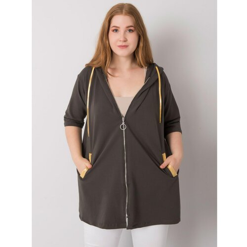 Fashion Hunters Khaki women's plus size sweatshirt with zip Slike