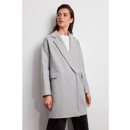 Trendyol Grey Oversize Woolly Cachet Coat