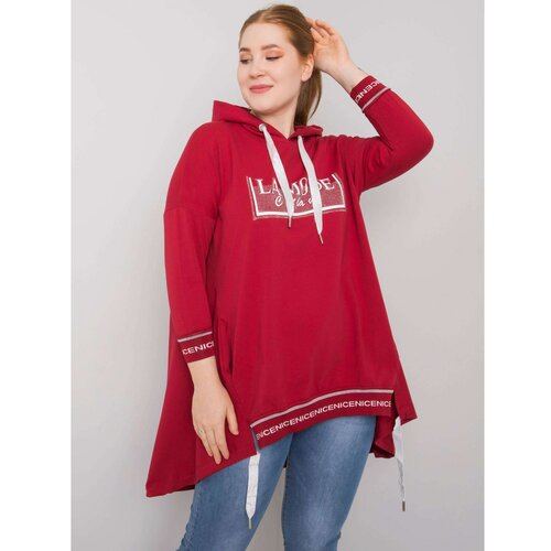 Fashion Hunters Women's plus size maroon sweatshirt with pocket Slike