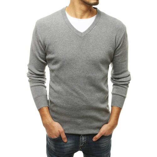 DStreet Sivi muški džemper s V izrezom WX1666 siva Slike