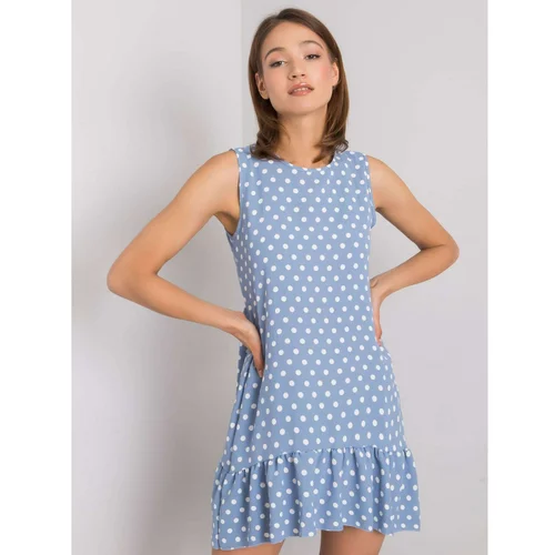 Fashion Hunters RUE PARIS Ladies' blue dress with polka dots