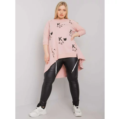 Fashionhunters Dust pink cotton tunic size plus