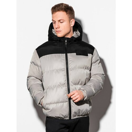 Ombre Odjeća Muška zimska prošivena jakna C458 crna | siva Slike