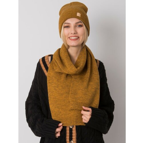 Fashion Hunters RUE PARIS Mustard winter set with hat and scarf Slike