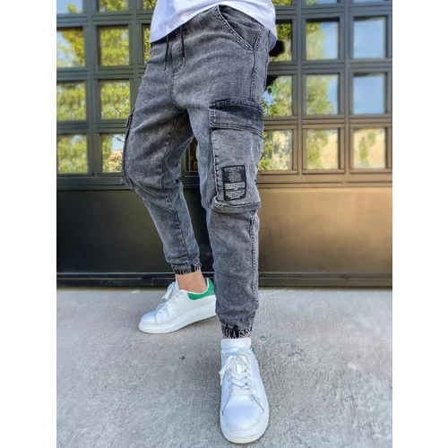 DStreet Dark gray men's cargo jeans UX3311