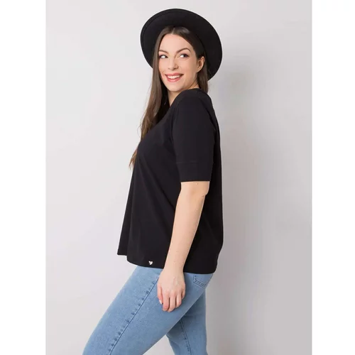 Fashion Hunters Women's black cotton t-shirt in a larger size
