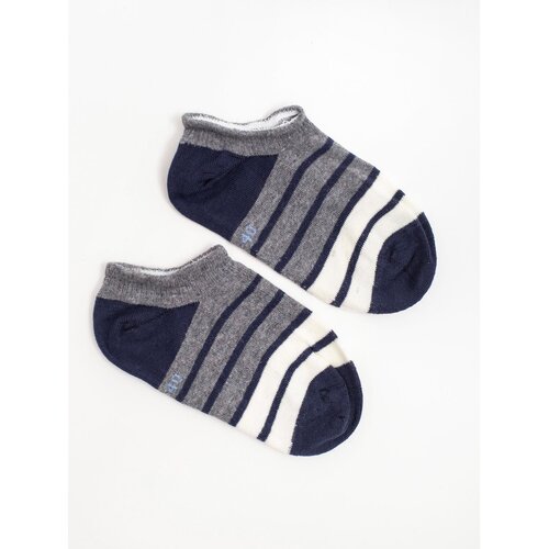Fashion Hunters Gray and navy blue striped ankle socks Slike
