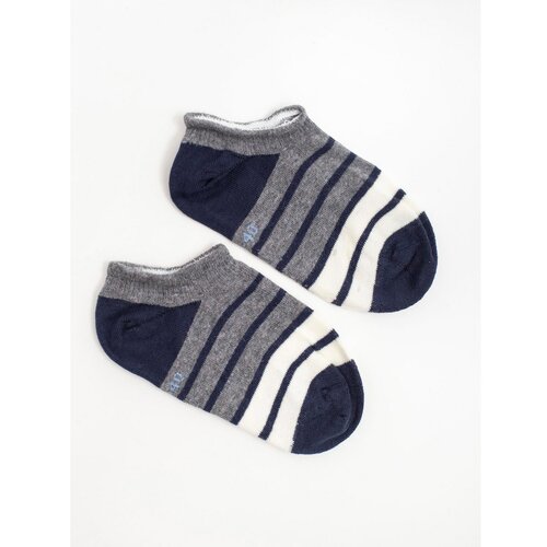Fashion Hunters Gray and navy blue striped short socks Slike