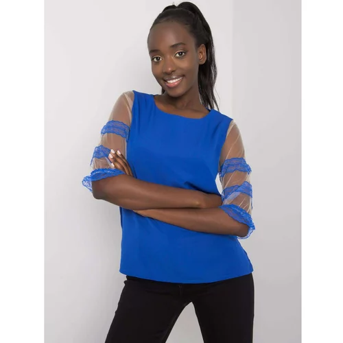 Fashion Hunters Cobalt blouse with transparent sleeves