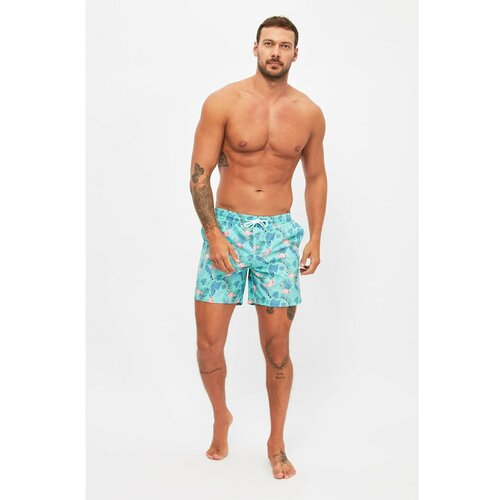 Trendyol Muški šorts za kupanje Tropical Print narandžasta | tirkiz Cene