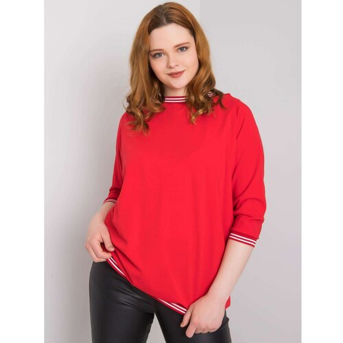 Fashion Hunters Plus size red blouse with cuffs Slike