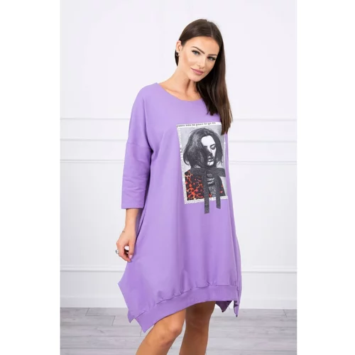 Kesi Dress with print and flared bottom purple