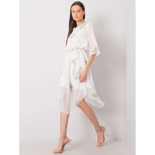 Fashion Hunters White dress with a floral motif Slike