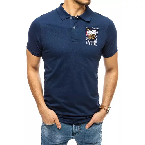 DStreet Polo shirt with indigo embroidery PX0393