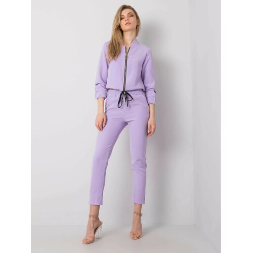 Fashion Hunters Purple women's fabric trousers Slike