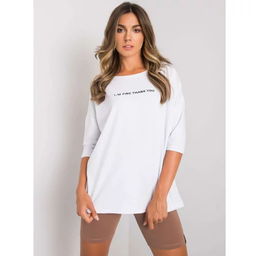 Fashion Hunters White cotton blouse with an inscription