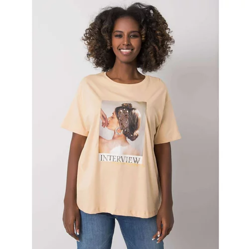 Fashion Hunters Beige T-shirt with a colorful print