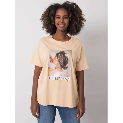 Fashion Hunters Beige T-shirt with a colorful print Slike