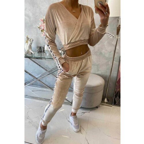 Kesi Velor set with Queen inscription beige Slike