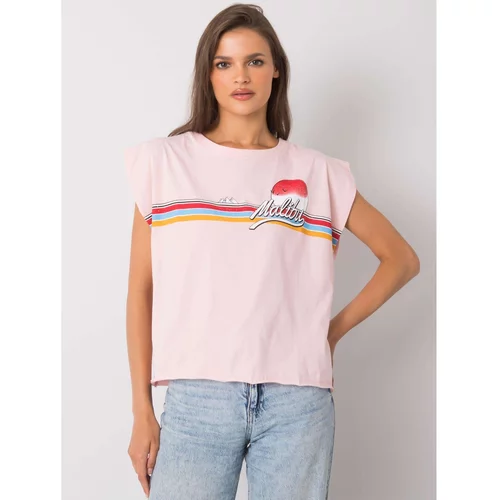 Fashion Hunters Light pink cotton t-shirt with print