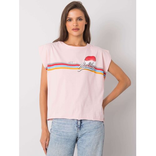 Fashion Hunters Light pink cotton t-shirt with print Slike
