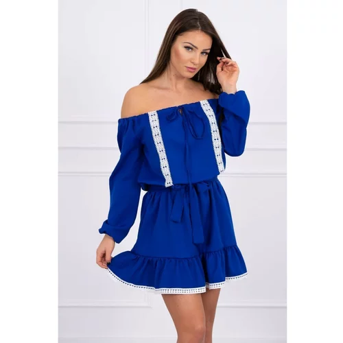 Kesi Off-the-shoulder dress and lace mauve-blue