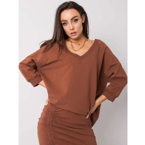 Fashion Hunters RUE PARIS Brown oversized sweatshirt