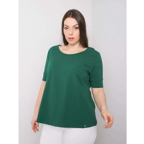 Fashion Hunters Women's cotton t-shirt dark green color in a larger size