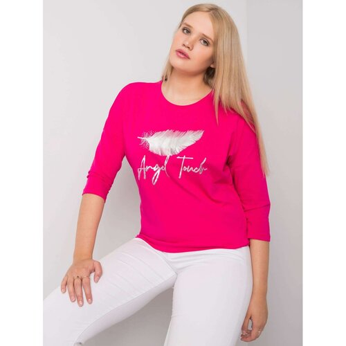 Fashion Hunters Fuchsia cotton plus size blouse with a printed design Slike