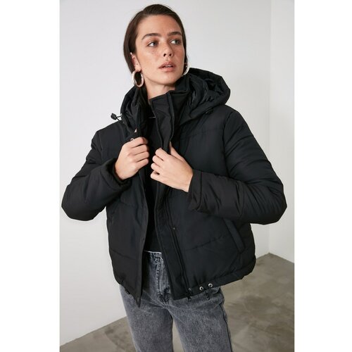 Trendyol Ženska jakna s kapuljačom crna siva Slike