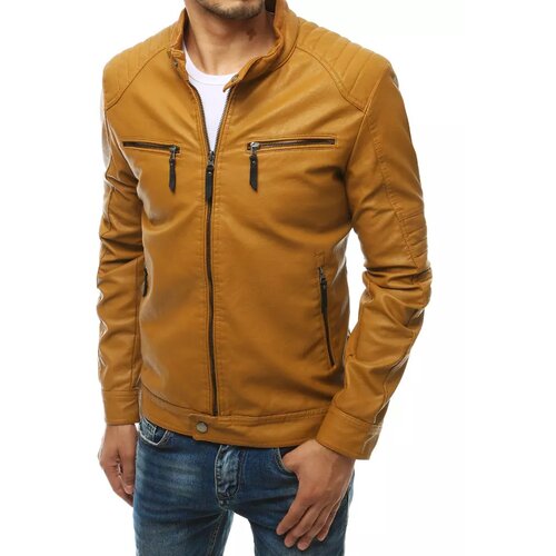 DStreet Men's khaki leather jacket TX3762 Cene
