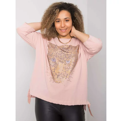 Fashion Hunters Oversize women's blouse with a dusty pink application